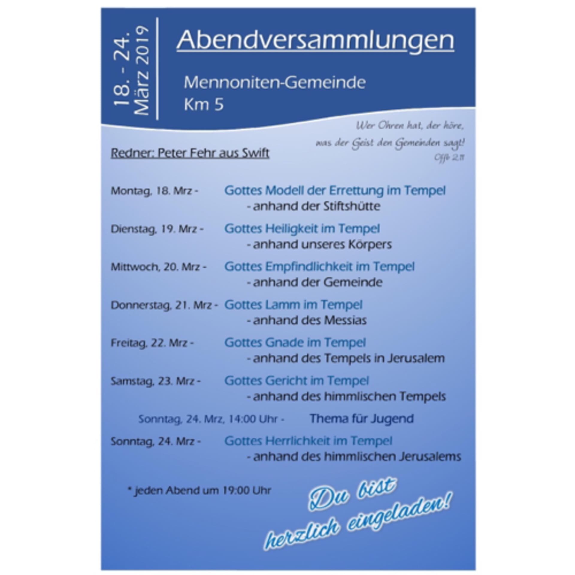 Abend Versammlungen 2019 - Podcasts